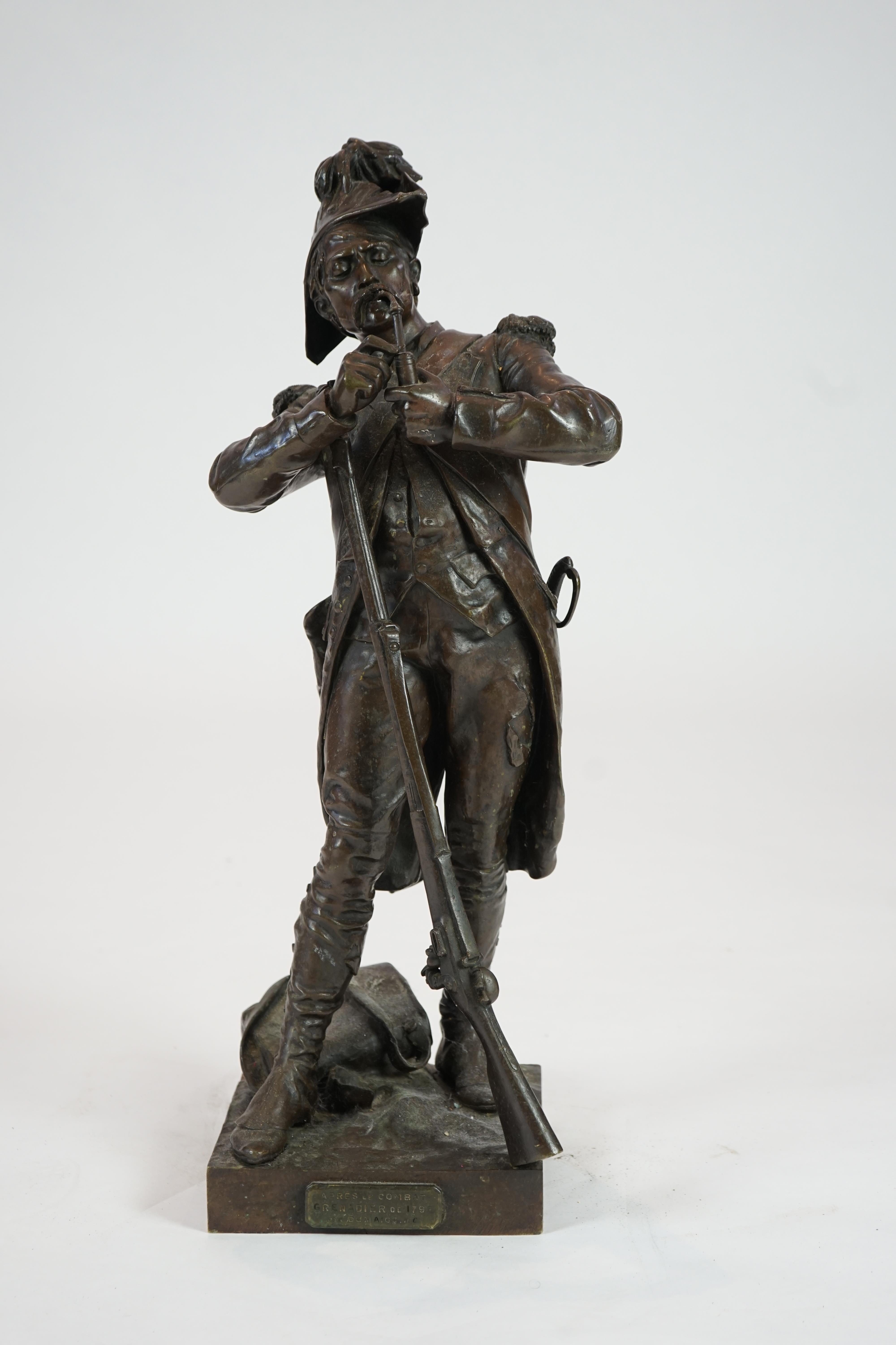 Henri Etienne Dumaige (French, 1830-1888), a bronze figure 'Apres le Combat Grenadier de 1792'